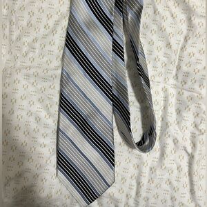 Jones New York Striped Tie in Black, Gray, and White